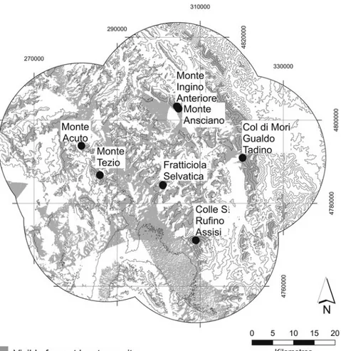 Fig. 4. The location of the main Archaic sanctuary sites in the region, showing the importance of intervisibility between them