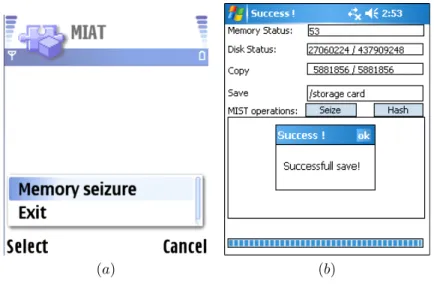 Figure 4.4: These figures show screenshot version of MIAT we developed. In (a) MIAT for Symbian
