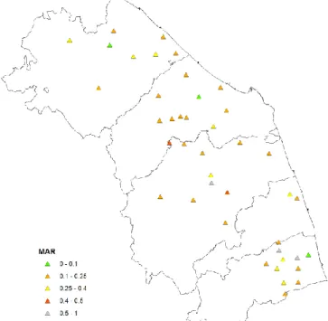 Fig.  4  –  Mappa  indice  POD,  SWEB  inizializzato  con  parametri LL=3,5 e cmax=0,06