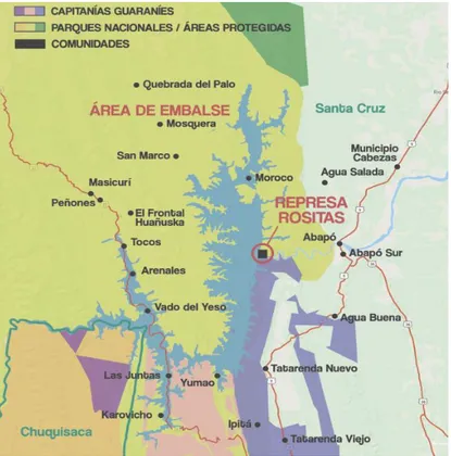 Figure  4:  Parte  delle  comunità  colpite  dalla  diga  idroelettrica  di  Rositas. 