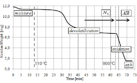 Figure 21. Weight loss curve during the thermogravimetric analysis 