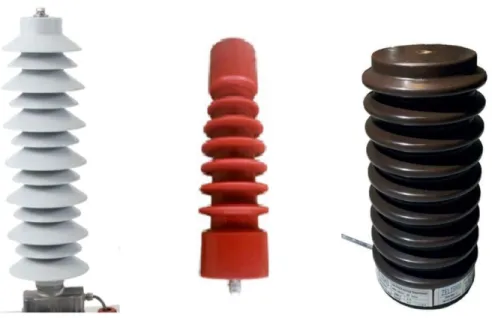 Figure 2-4. From left to right: MV Capacitive LPVT for outdoor application,  MV Capacitive LPVT for indoor application, MV Resistive LPVT 