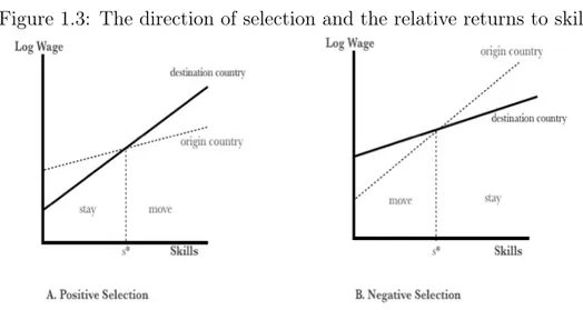 Figure 1.3: The direction of selection and the relative returns to skill