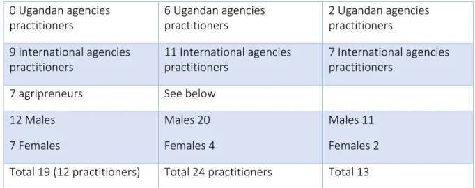 TABLE	4.	DATASET	OF	FIELDWORK	WITH	DEV.	PRACTITIONERS	