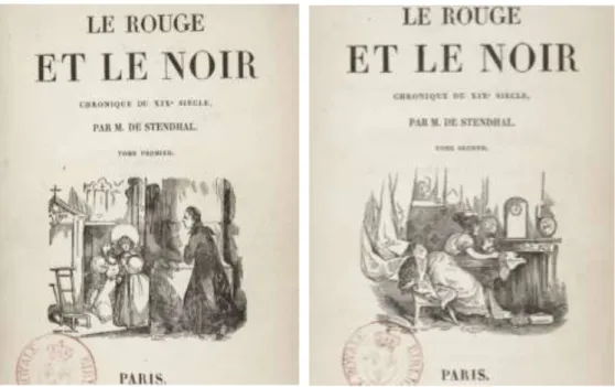 Figure 44 et 45 : Pages de titre pour Le Rouge et le Noir de Stendhal, Levavasseur éd., 1830 