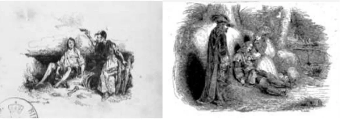 Figure 48 et 49 : Vignettes de titre pour Plik et Plok, Renduel éd., 1831, et Lautrémont de Sue, Gosselin éd., 1838 