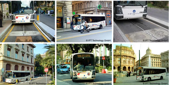 Figure 1.3: Opportunity charge bus in Genoa: in 2002 eight full electric buses were equipped with a 60 kW IPT ® Charge.