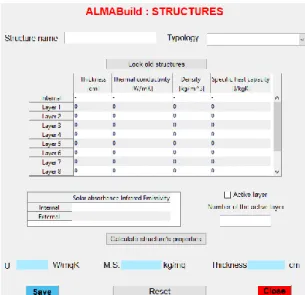 Figure 2.14. Structure GUI used for the definition of main characteristics of massive elements