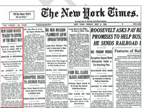 FIGURE 1.  An photocopy of the New York Times front page from Friday, 5 May 1933. 