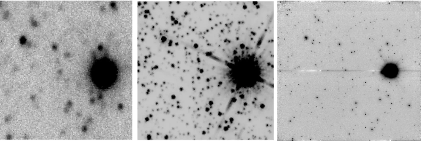 Fig. 2.— The sky region covered by the PISCES camera (right panel) as seen also by LUCI1 (left) and the WFC3 (center)