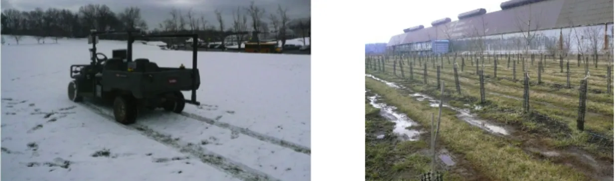 Figure 1.15: Eperimental tests environments, with presence of snow (left) and mud (right)
