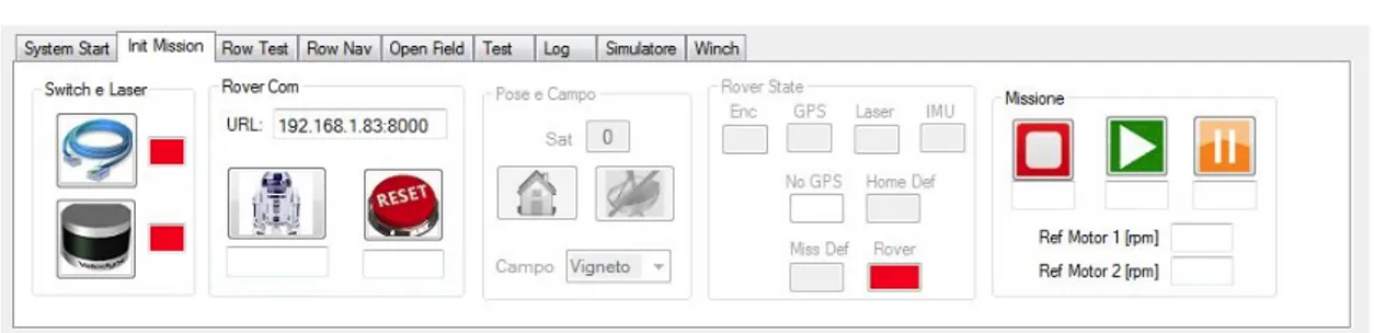 Figure 4.3: HMI panel for starting the communication with the robot and setting the foundamental parameters