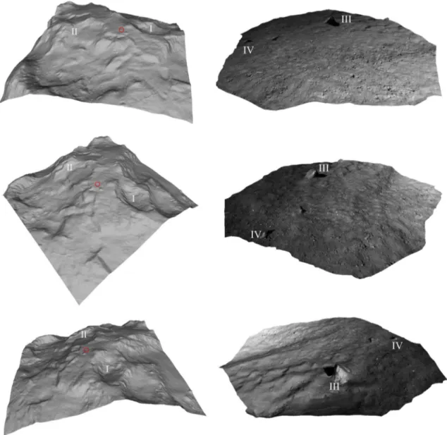 Figure 4. Left-hand panel: three different DTM views of the Agilkia site with a spatial resolution of 2 m