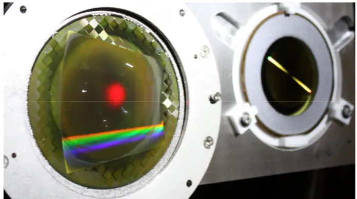 Figure  7.  Fresnel  Zone  Plate  Sector  (left  in  image)  mounted  in  the  PANTER  X-ray  test  facility