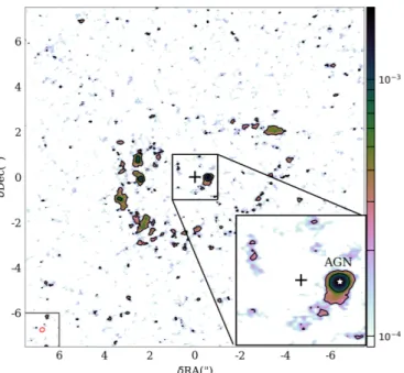 Figure 3 displays the CO(3–2) channel maps, with a velocity range of 450 km s −1 and a velocity resolution of 10 km s −1 