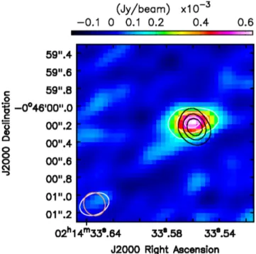 Figure 1. The ALMA continuum image at a mean central frequency of 344 GHz, obtained using Briggs weighting (robustness = 0.5) and centred at the phase centre of the observations (Table 2)