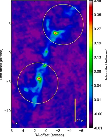 Fig. 2. Total intensity image of the star forming region G9.62+0.19 at 1 mm wavelength