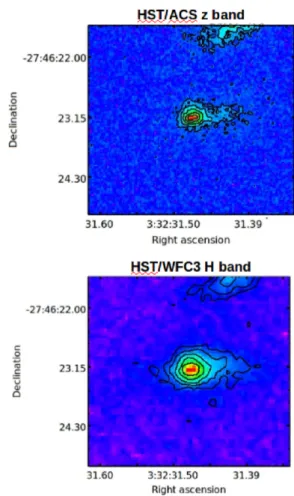 Figure 2. HST/ACS z band (top; Giavalisco et al. 2004) and CANDELS HST/WFC3 H band (bottom; Grogin et al