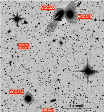 Figure 11. Deep g-band image of the interacting group of dwarfs suggested as a candidate site of origin of SECCO 1, from the Next Generation Virgo cluster Survey (Ferrarese et al