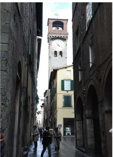 Figure 2. The Clock Tower: view from Via Fillungo. 