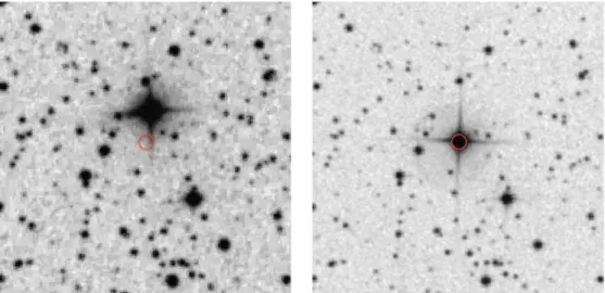 Figure 9. Digitized Sky Survey POSS-I (left-hand panel) and POSS-II (right-hand panel) images of the region where Kepler-444 currently is