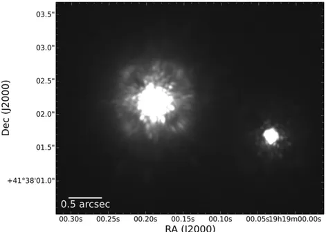 Figure 3. NIRC2 adaptive optics image of Kepler-444. The image was obtained using the K  filter (2.124 μm) for a total of 378 s of integration time