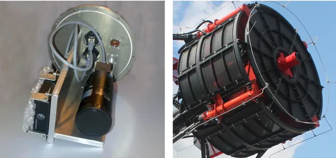 Figure 7: (left) The Pointing Monitor Camera during the integration phase. The PMC support hosts also the sky quality  meter (right) The PMC mounted on the support of the secondary mirror of the ASTRI SST-2M telescope prototype