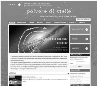 Fig. 3. The home page of Polvere di Stelle available at www.beniculturali.inaf.it