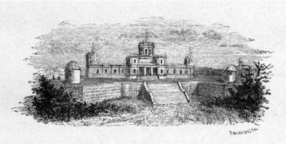 Fig. 6 – Un disegno dell’Osservatorio di Arcetri. [da Memorie del R. Osservatorio ad Arcetri, t