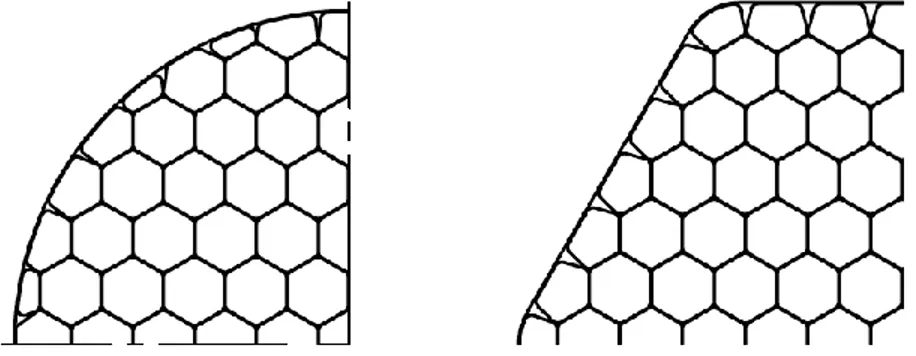 Figure 10. Mesh wire attachment to the frame in the circular (left) and hexagonal (right) frame designs