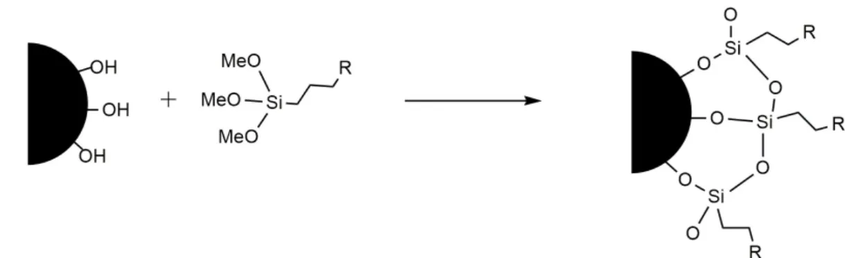 Figure 35. Silane conjugation chemistry for nanoparticles soluble in alcohol-water media 