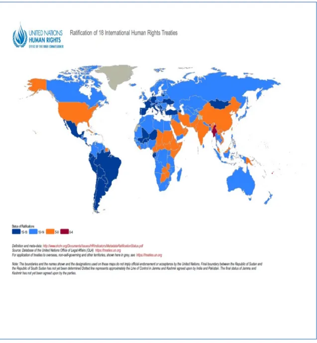 Figura 1: Ratificazione Trattati sui Diritti Umani a livello mondiale 