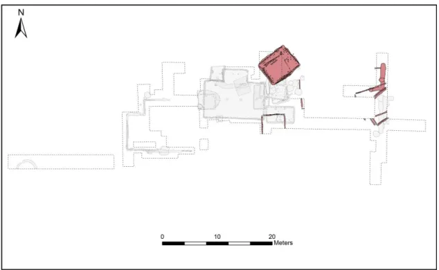 Figure 2.24 Late Mississippian features of the Merrell Tract highlighted in green (I. Valese).