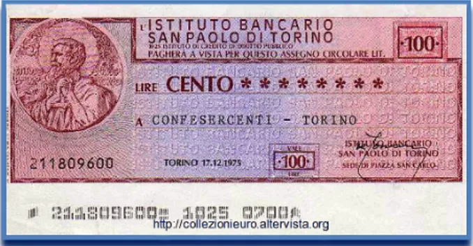 Figura 10: miniassegno del Banco San Paolo di Torino 196