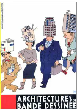 Fig. 1 - Joost Swarte copertina per l’esposizione Attention  Travaux! Architecture de Bande Dessinée, 1985.