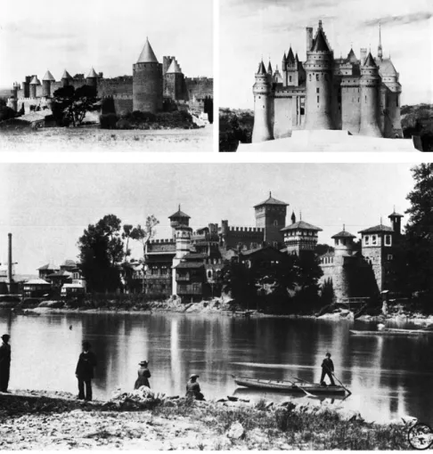 Fig. 4-5  Due dei più celebri restauri di  Viollet-le-Duc. Da sinistra: la  Cittadella di Carcassonne e il  Castello di Pierrefonds