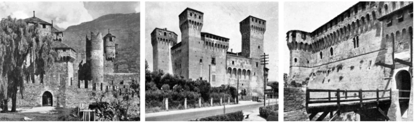 Fig. 22-23-24  Alcune fortificazioni italiane  citate da Piero Gazzola in  merito alla loro funzione