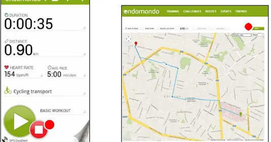 Figure 9: The Endomondo app, used for the data collection (Source: 