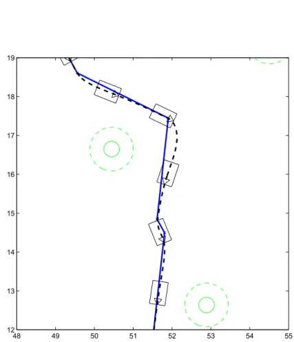 Figure 4.9: Forest simulation with differential wheel robot: zoom.