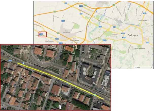 Figure 4.1: Aerial view and location of the trial site in Zola Predosa 