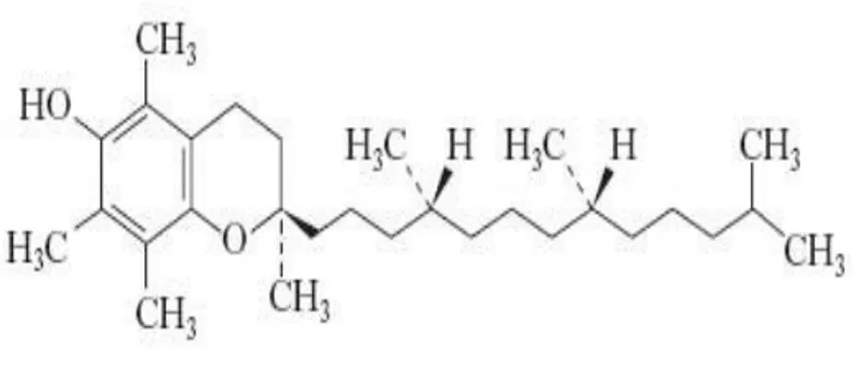 Figura 1.1. Struttura chimica della molecola di tocoferolo. 