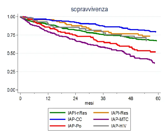 Figura 2 . Curve di sopravvivenza Kaplan-Meier dei gruppo di pazienti con IAP 