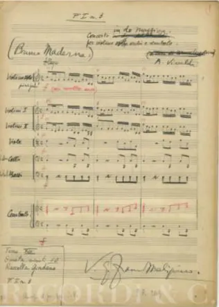 Figura 1 – A. V IVALDI , Concerto in Do magg., per vno, archi e cemb. F.I n.3, part. ms., cit., p