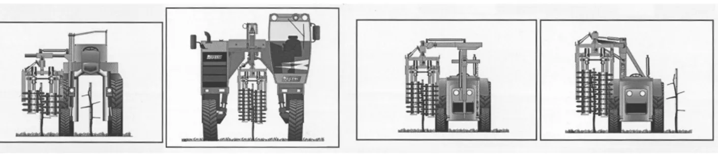 Figura  26.  Schemi  di  applicazione  di  potatrici  su  macchine  motrici,  da  sinistra  a  destra: 