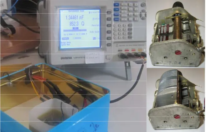 Fig. 4 Instrumental chain and parallel plate capacitor with mobile and fixed plates. 