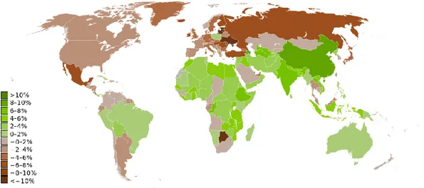 Figure 13:  GDP growth rates for 2009. 