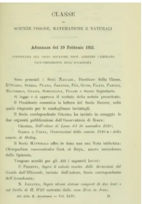 Figura 1.12: Atti della Regia Accademia delle scienze di Torino vol. 46.