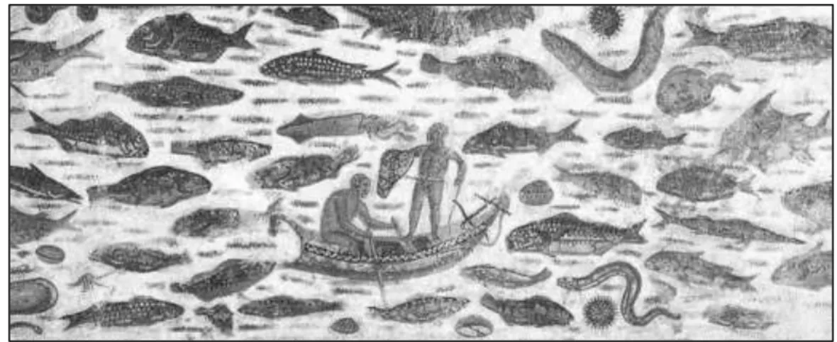 Figura 6 - Pesca con la rete da lancio. Mosaico nel Museo di Sousse 