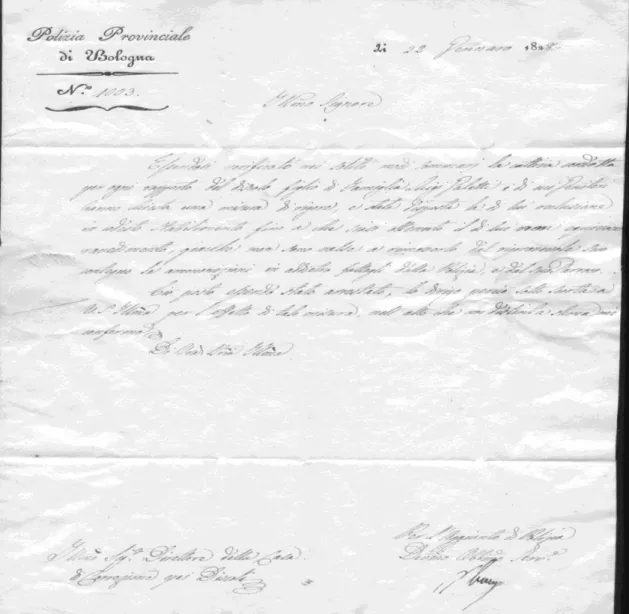 Figura n.5. Lettera di polizia del recluso Luigi Galetti. 