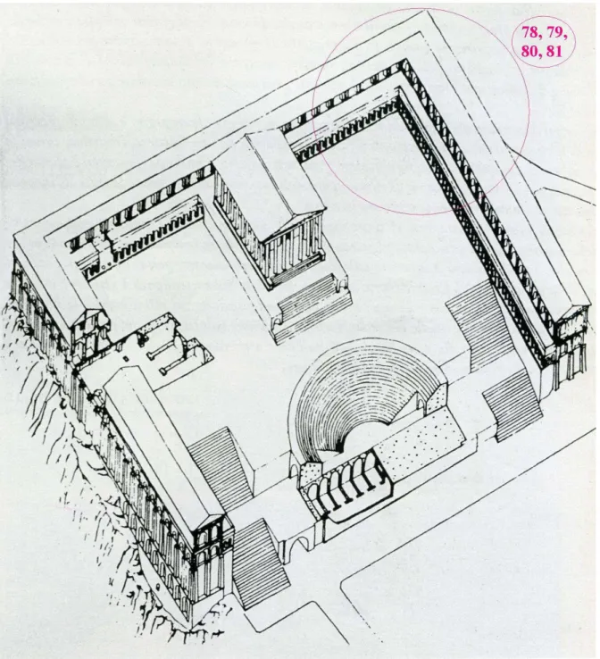 Figura  6.  Assonometria  ricostruttiva  del  santuario  di  Hecules  Victor/Invictus  a  Tibur: 